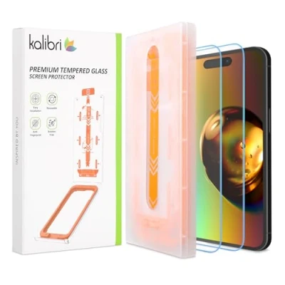 Abbildung von kalibri 2X Panzer Schutz Glas Folie für Apple iPhone 16 Pro Schutzfolie Set Full Display Screen Protector Handy Schutzglas Kratzfest mit Installationshilfe