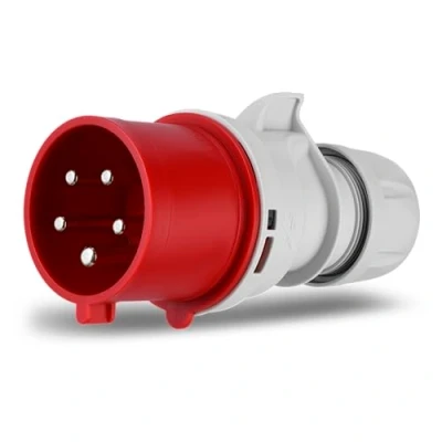 Abbildung von REV CEE Stecker, 400V, 32A, 5 polig, 3Ph+N+PE, wasserdicht IP44, rot
