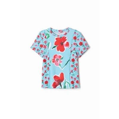 Abbildung von Desigual Patchwork Floral Tshirt print für Kinder, Größe: 152, Light blue
