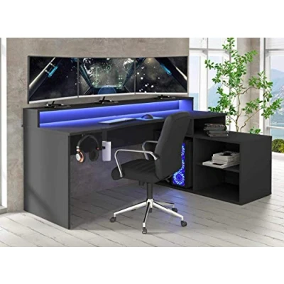 Abbildung von FORTE Gamingtisch &quot;Tezaur&quot;, Eckschreibtisch mit RGB Beleuchtung, Tower rechts/links montierbar