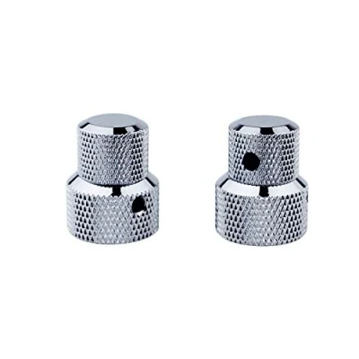 Abbildung von Guyker 2Pcs Concentric Stacked Knobs, Dual Knurled Control High Grade Dome Volume Tone Knob Replacement for Electric Guitar or Precision Bass CNC Machined(Chrome)