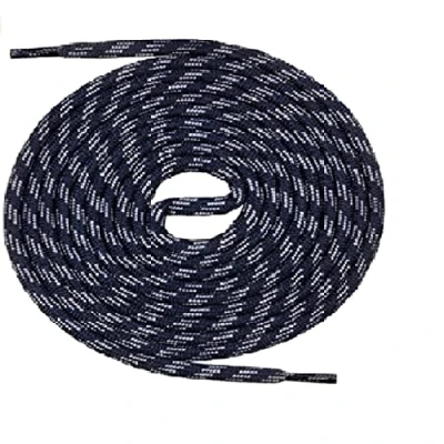 Abbildung von Mount Swiss runde Schnürsenkel für Wanderschuhe, Trekkingschuhe und Arbeitsschuhe extra reißfest ø 5 mm Farbe Dunkelblau Grau m2 Länge 180cm