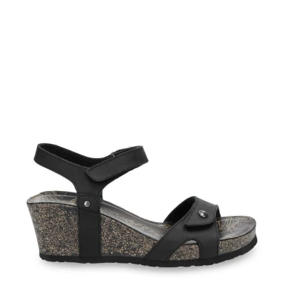 Abbildung von Panama Jack Damen Julia B1 Schwarz Keil Leder Knöchel Sandalen