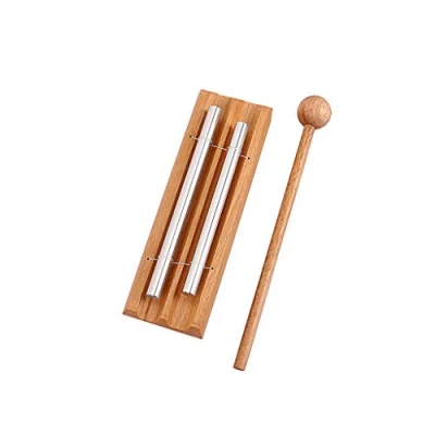 Abbildung von Alnicov Doppelton Meditationsklingel mit Schlägel, Percussion Instrument für Gebet, Yoga, östliche Energien, Heilung oder Lehrer Klassenzimmermanagement