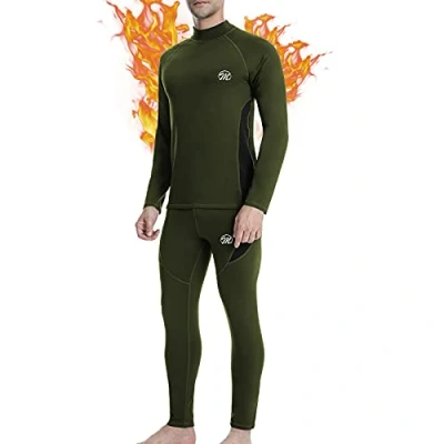 Abbildung von MEETWEE Herren Thermounterwäsche Funktionsunterwäsche Base Layer Set, Grün, XL EU