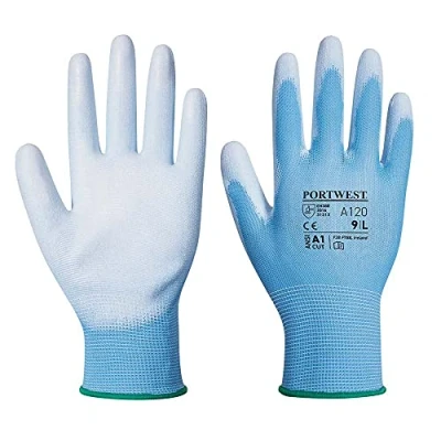 Abbildung von Portwest A120 atmungsaktiver PU Handflächenhandschuh, blau, XS