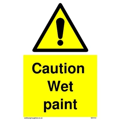 Abbildung von Warnschild „Caution Wet Paint“, 100 x 150 mm, A6P, 5 Stück