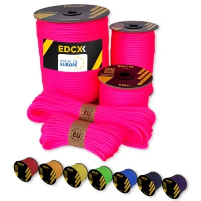 Abbildung von EdcX Paracord 4 mm, 35+ Volltonfarben (10 m, 15 30 50 100 300 m) Ideal zum Basteln, Camping, Outdoor 100% Nylonseil mm Taktische Schnur 550 Typ III (Sofit Pink,