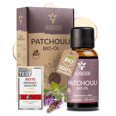 Abbildung von Heldengrün© BIO Patchouli Öl [100% NATURREIN] Reines Duftöl Patchouliöl in Parfumqualität Nachhaltiger Wildwuchs Ätherisches