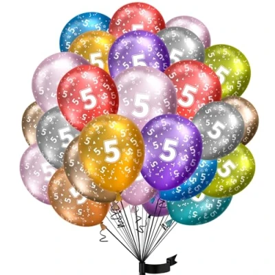 Abbildung von Luftballons 5. Geburtstag,15 Stück Metallic folienballon 5 helium ballons jahre aus 100% Naturlatex,Klimaneutral, 32cm Ballon zahlen für Kindergeburtstag und mädchen junge Geburtstag