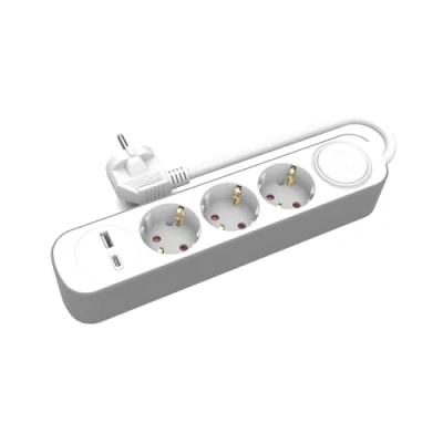 Abbildung von KEL Steckdosenleiste mit 3 FachMehrfachsteckdose, USB Type A und 1 C Anschluss; m Verlängerungskabel Schukostecker EIN /Ausschalter; 3680 Watt Steckdosen; Dreifachsteckdosen weiß
