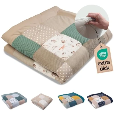 Abbildung von ULLENBOOM Krabbeldecke für Baby 120x120 cm, 100% OEKO TEX Materialien, Made in EU, Dick &amp; weich gepolstert, Waldfreunde ideal als Babydecke Spieldecke