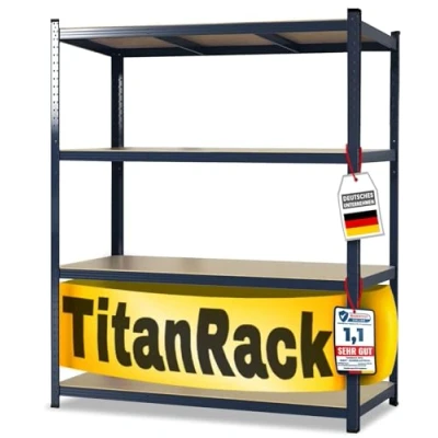 Abbildung von KARAT Schwerlastregal XXL, grau 177 x 160 60 cm, Lagerregal für Garage, Keller und Werkstatt Steckregal, Weitspannregal, Kellerregal, Werkstattregal (TitanRack Big)