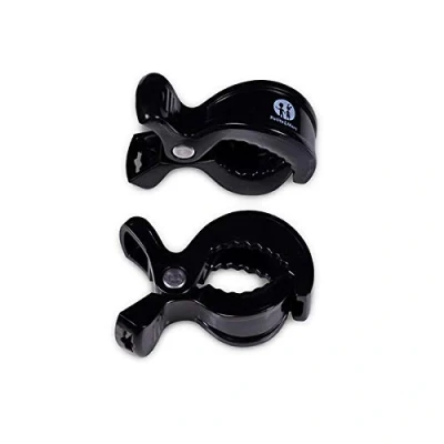 Abbildung von Petite&amp;Mars PEG * Kinderwagen Klammer, Trolley Clips 2 Stück Klammern, Set zum Befestigung von Musselintuechern Decken, Abdeckungen, Stilltuch oder Baby Spielzeug (Black)
