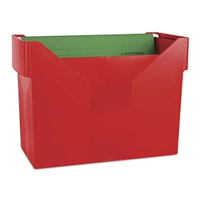 Abbildung von DONAU 7422001PL 04 Hängemappenbox mit 5 Hängemappen Free/ Hängeregister aus Bruchsicherem Kunststoff/ Praktische File Box für Ordner Mappen A4/ Farbe: Rot