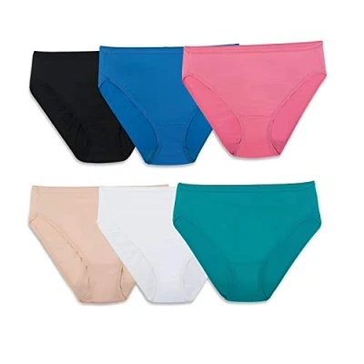 Abbildung von Fruit of the Loom Women&#039;s 6 Pack Microfiber Hi Cut Panties, Multi, 7