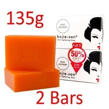 Abbildung von Kojie San Haut aufhellen Kojic Acid Soap 2 Takte 135g Fades Altersflecken, Sommersprossen und andere Anzeichen von Sonnenschäden