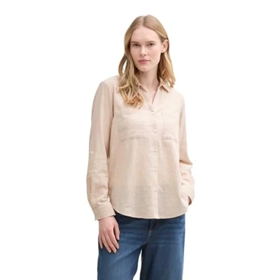 Abbildung von TOM TAILOR Damen 1035247 Bluse mit Brusttaschen aus Baumwolle, 21650 Summer Beige, 44