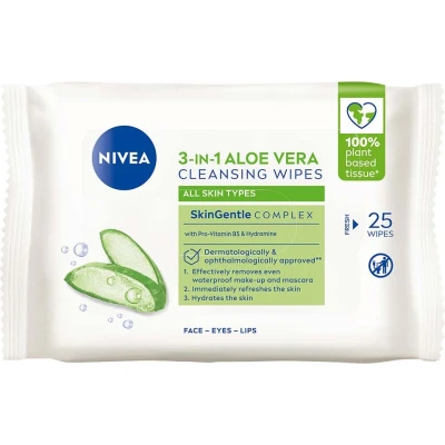 Abbildung von NIVEA biologisch abbaubare Natürlich gute Tücher, Tücher aus 100% Pflanzenfasern, natürlichen Make up Gesichtswischen Entferner, 25