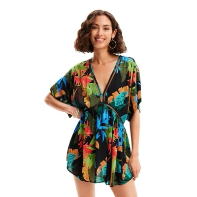 Abbildung von Desigual Tropical Strandaccessoire, Damen, Größe: XL, Black