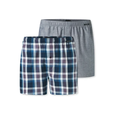 Abbildung von Schiesser 2PACK Boxershorts Blau grau, Herren, Größe: Medium, grau