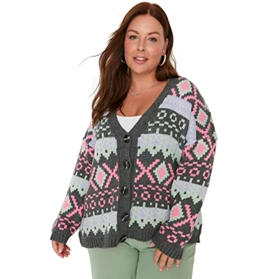 Abbildung von Trendyol Curve Strickjacke, Damen, Größe: XXL, Gray