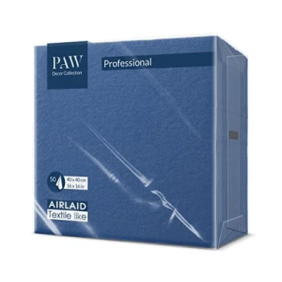 Abbildung von PAW Airlaid Servietten (40 x 40 cm) I 50 Stück Einfarbig Stoffähnlich Elegante Tischdekoration HoReCa Zu Anlässen wie Hochzeiten, Feiern, Weihnachten Unicolor: Dunkelblau