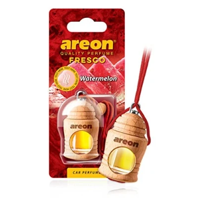 Abbildung von AREON Fresco Auto Duft Wassermelone Glas Duftflakon Flakon Holz Hängend Anhänger Spiegel Rot 4ml (Pack x 1)