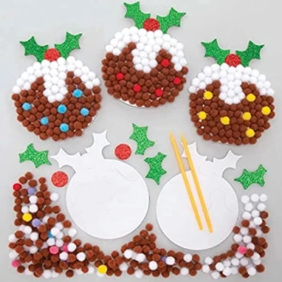 Abbildung von Baker Ross FE889 Christmas Pudding Kits, 5er Pack, Weihnachts Bastelsets für Kinder