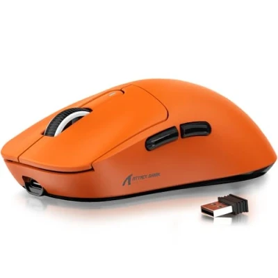 Abbildung von ATTACK SHARK X3 49g Ultralight Mouse, PixArt PAW3395 Gaming Sensor, BT/2.4G Wireless/Wired 26000 DPI, 200 Hours Battery, G502, Office Mice for Win11/Xbox/PS/Mac (Orange)
