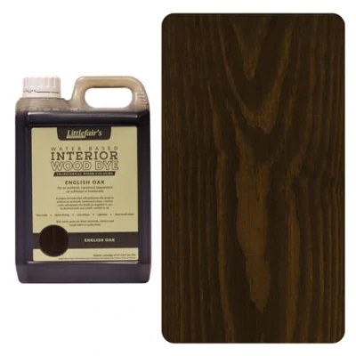 Abbildung von Littlefair&#039;s Holzlasur 5ltr Innen Holz Lasur Für Natürliche Holzmaserung Wasserbasierte Wood Stain Schnell Trocknend &amp; Umweltfreundlich Farbe: Englische Eiche