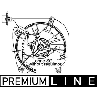 Abbildung von MAHLE ORIGINAL AB 65 000P Innenraumgebläse für Fahrzeuge mit Klimaautomatik Linkslenker ohne integrierten Regler MERCEDES BENZ: E Klasse Limousine