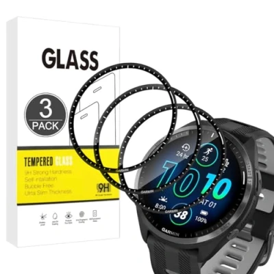Abbildung von E Hamii Displayschutzfolie kompatibel mit Garmin Forerunner 965,[3 Stück][3D Curved Full Cover][Kratzfest, High Definition] Schutzfolie für 965
