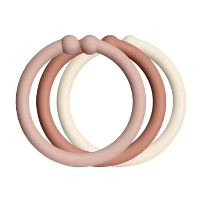 Abbildung von BIBS LOOPS 12er Pack. BPA frei. Lebensmittelecht. 100% frei von BPA, PVC und Phthalaten, Blush/Woodchuck/Ivory