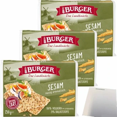 Abbildung von usy Bundle für Burger das Landknäcke Sesam nussig aromatisch 3er Pack (3x250g Packung) + Block