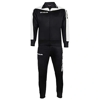 Abbildung von Givova Unisex Roma Triacetat Trainingsanzug, Schwarz/Weiß, Größe S, S