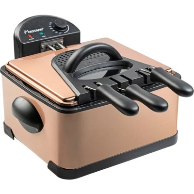 Abbildung von bestron Fritteuse DF402CO XL, 2000 W, 3 Körben, Kaltzonentechnologie, Ölbehälter herausnehmbar, 4 L