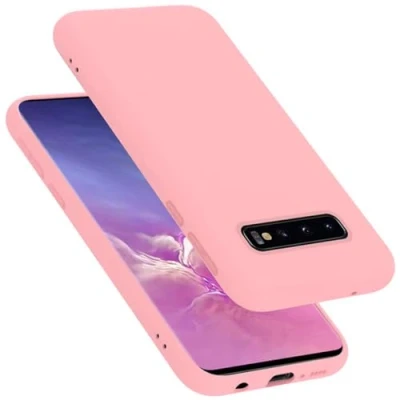 Abbildung von Cadorabo Hülle kompatibel mit Samsung Galaxy S10 4G Silikon Handyhülle für Case aus flüssigem stoßfeste dünne TPU Schutzhülle Liquid PINK