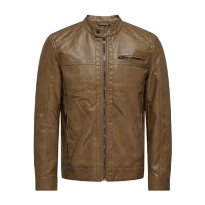 Abbildung von Only &amp; Sons Onsal Kunstlederjacke, Herren, Größe: Medium, Brown