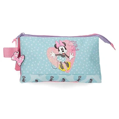 Abbildung von Disney Minnie My Happy Place Federmäppchen, dreifach, blau, 22 x 12 5 cm, Polyester, Estuche Triple, Dreifach Etui