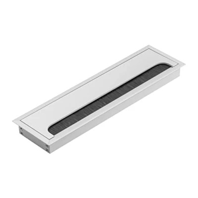 Abbildung von GTV Kabeltülle Merida Kabeldurchführung mit Öffnungsdeckel Kabeldurchlass Rechteckig Kabelorganisation für Möbel Kabeldurchlass/für die Installation in der Arbeitsplatte / 80x280mm Silber