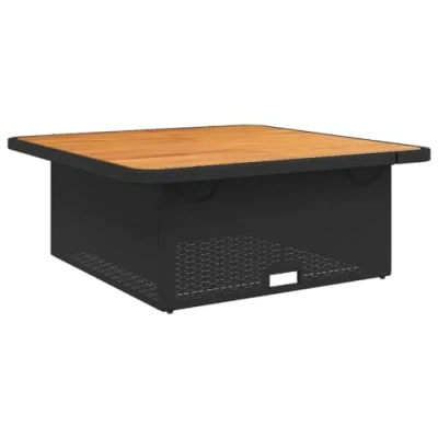 Abbildung von vidaXL Gartentisch, Outdoor Tisch mit Verstellbarer Tischplatte, Couchtisch Stahlrahmen, Esstisch Gartenmöbel, Schwarz Poly Rattan Akazienholz