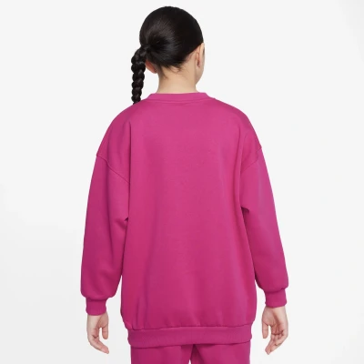 Abbildung von Nike Sportswear G NSW CLUB FLC Ovrszd CREW LB Sweatshirt für Kinder, Größe: 146/156, Fireberry/white
