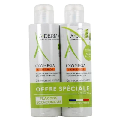 Abbildung von A DERMA Exomega Control Geschmeidigmachendes Schaum Gel Anti Juckreiz Pack von 2 x 500 ml