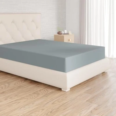 Abbildung von Amazon Basics Spannbetttuch, Mikrofaser, Graublau(Spa Blue), 160 x 200 30 cm