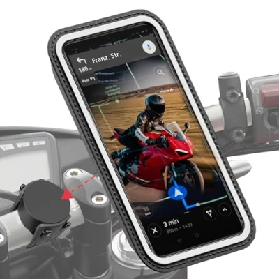 Abbildung von Shapeheart französische Innovation, magnetische Motorrad Telefonhalterung mit Abnehmbarer wetterfester Hülle, absorbiert Vibrationen. Handyhalterung für Motorrad, Roller, Motorradzubehör, Schwarz