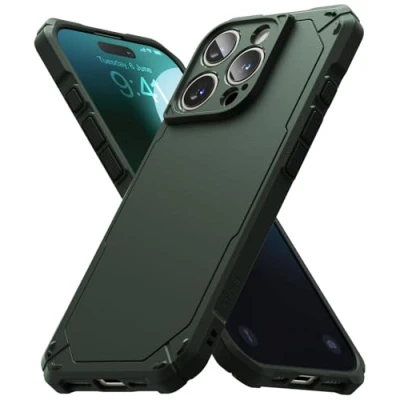 Abbildung von Ringke Rugged Gear Case für iPhone 16 Pro Hülle, Robuster Stoßfester Bumper Fester Griff rutschfest Kratzfest Fortschrittliche Schützende Handyhülle Dark Green