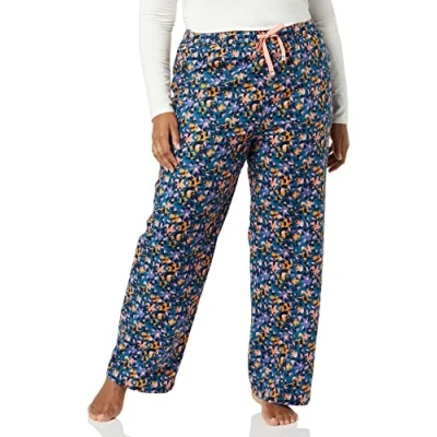 Abbildung von Amazon Essentials Damen Schlafhose aus Flanell (in Übergröße erhältlich), Marineblau Blumenaufdruck, S