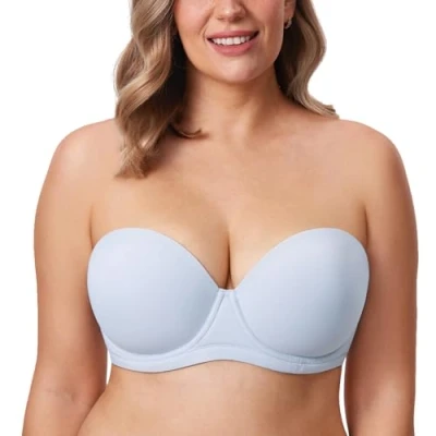 Abbildung von DELIMIRA Damen Trägerloser BH Bügel mit geformte Cups Opalgrau 75B
