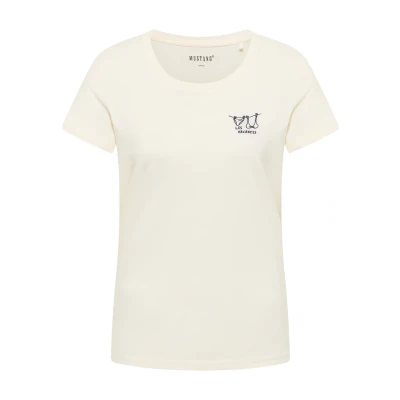 Abbildung von Mustang Style Floris Modern Relaxedfit Tshirt print, Damen, Größe: XL, Weiß